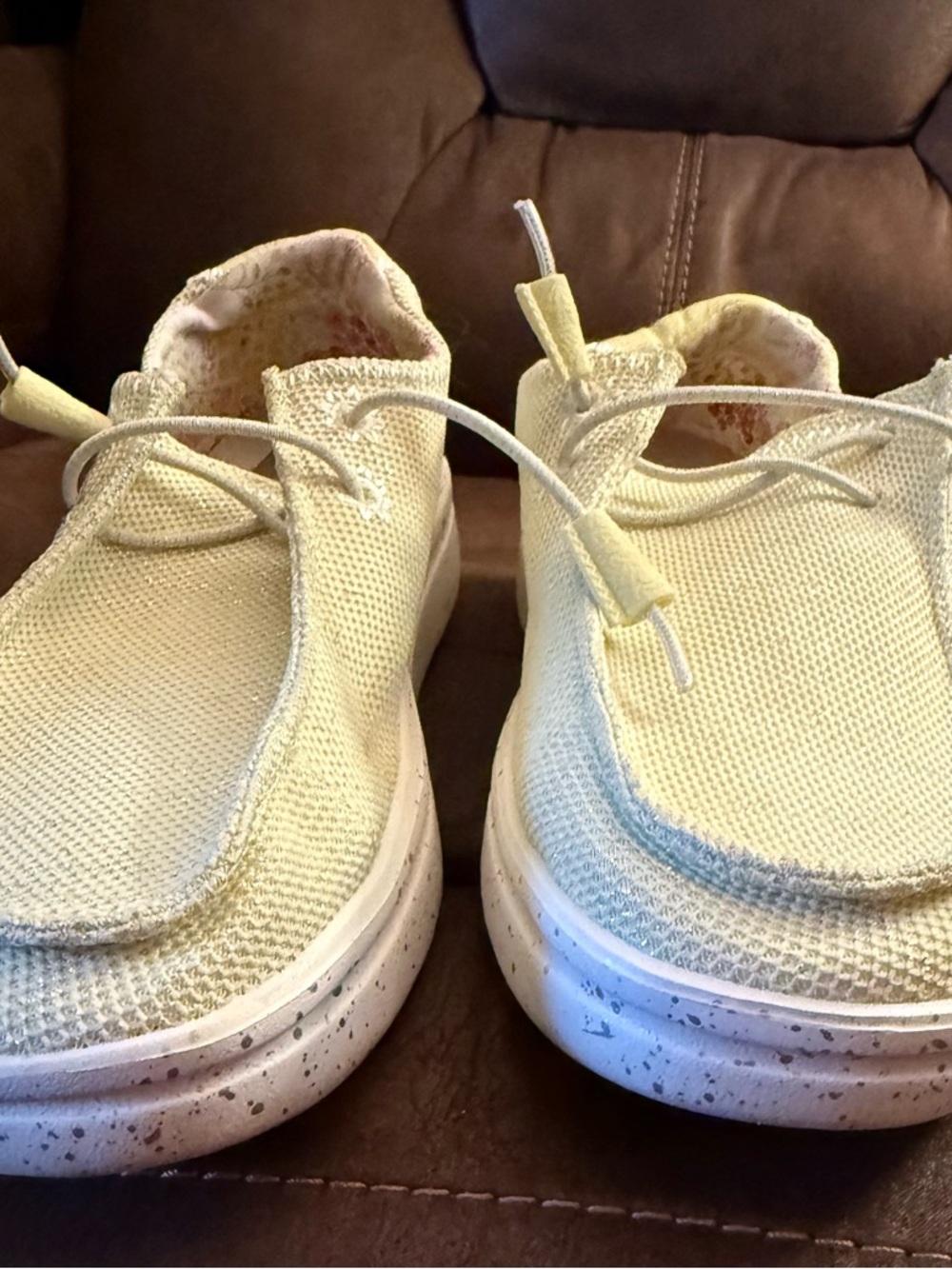 Hey Dude Women's Pale Yellow Knit Casual Flats